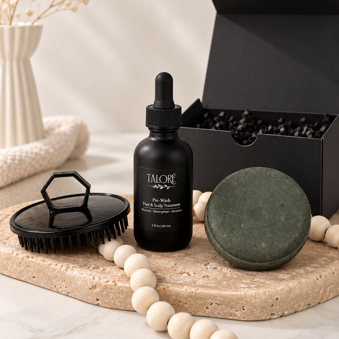 60 mL treatment + scalp scrubber + RAW No. 7